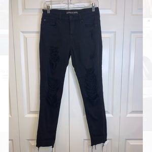 EXPRESS Mid Rise Distressed Black Jeans